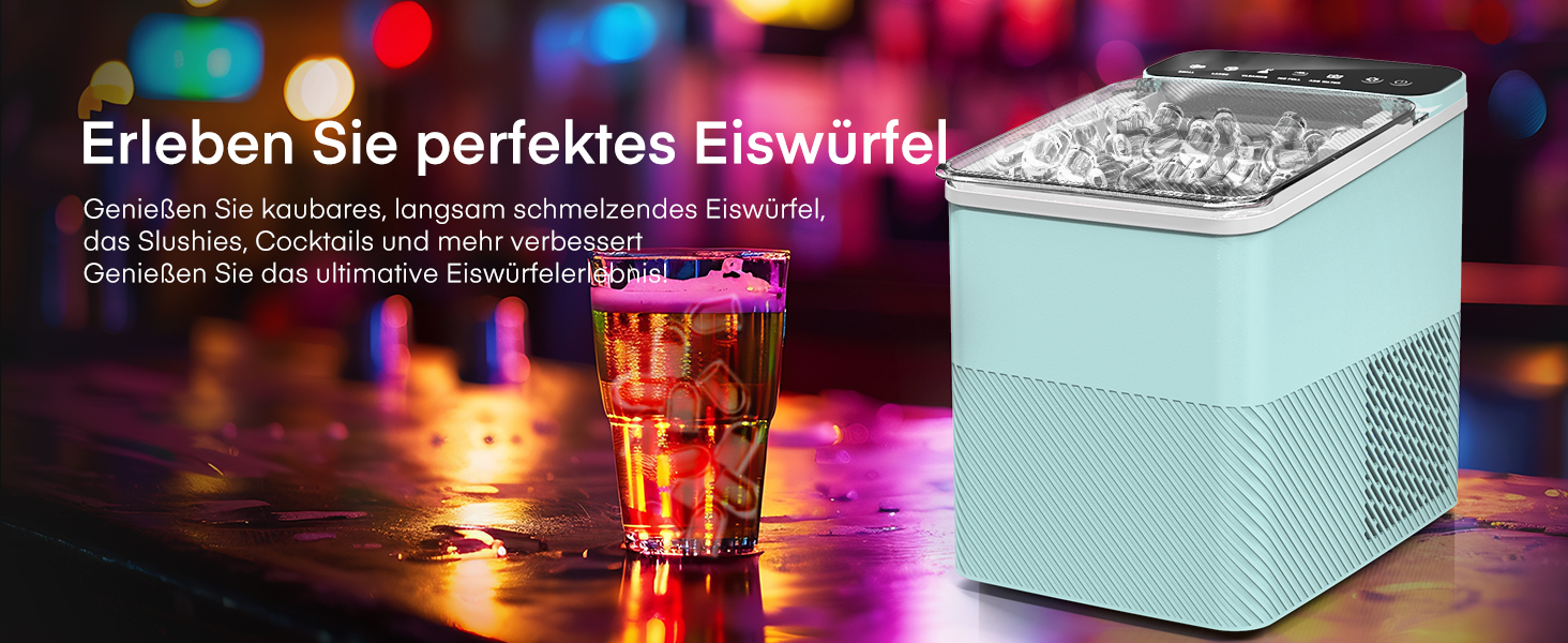 Машина для льоду Fohere портативна, самоочищення, 14 кг/24 год, зелена - для дому, бару, офісу, кемпінгу