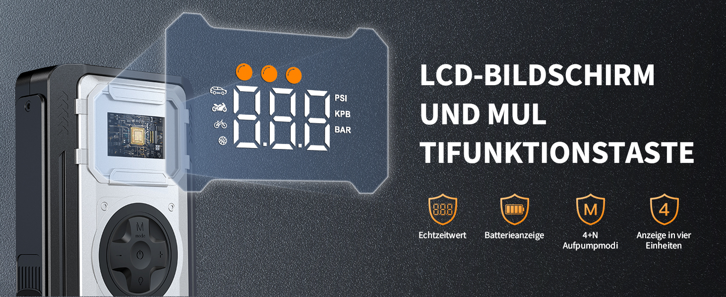 Powerbank-пусковий пристрій Acmount 6000A для авто: 12V, USB, LCD-дисплей (срібний)