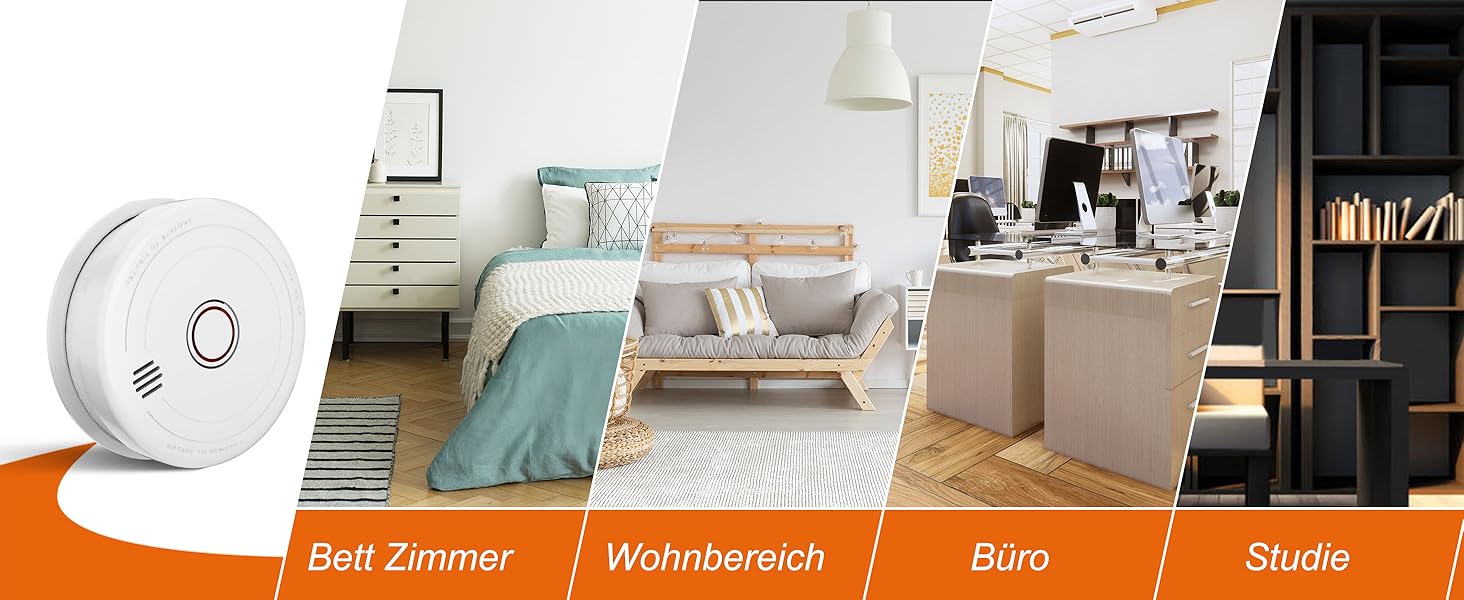 Датчик диму Rauchmelder з магнітною кріпленням, фотоелектричний, 10 років служби, змінна батарея, 4 шт. (4 шт.)