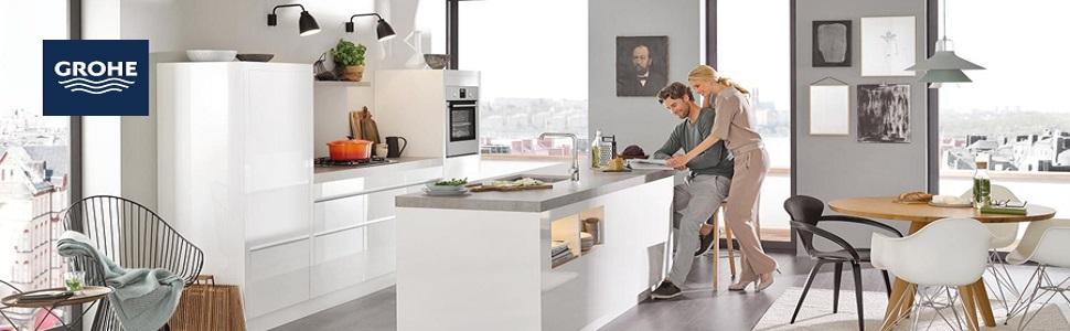 Змішувач кухонний GROHE Essence з висувним душем (графіт) 30294000