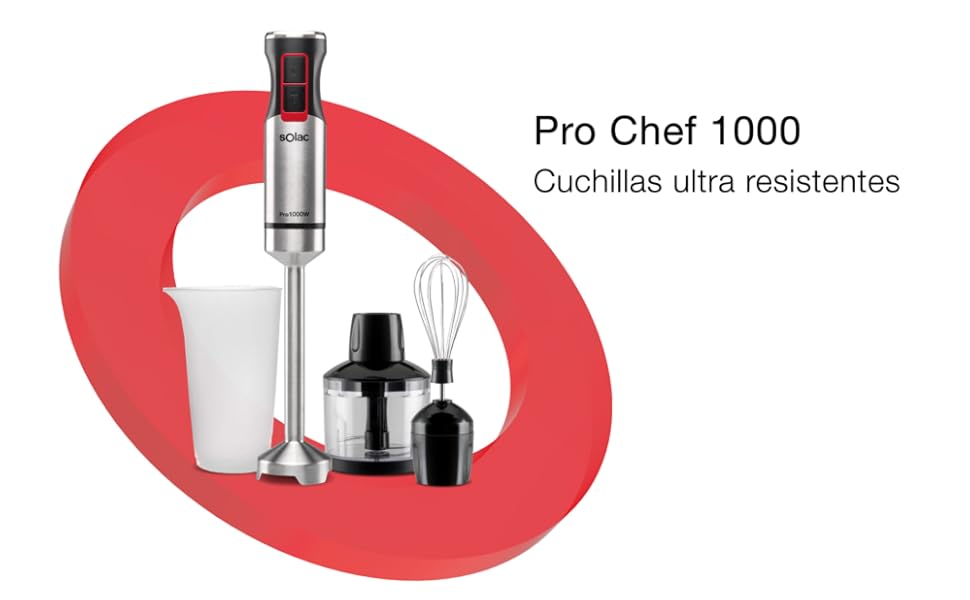 Ручний блендер Solac Pro Chef 1000, нержавіюча сталь, 1000 Вт, з аксесуарами