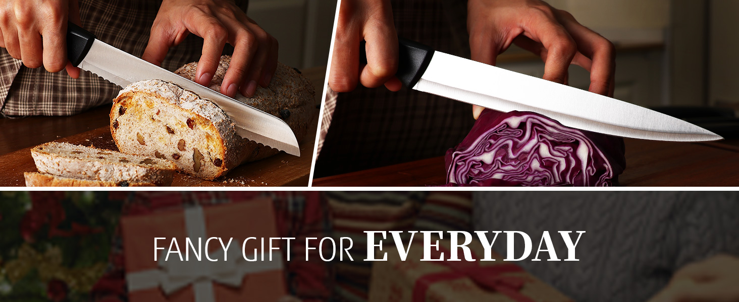 Набір кухонних ножів 7 предметів з бруском, нержавіюча сталь, кухонні ножі з кухонними ножицями, чорний, для професійних кухарів та поціновувачів