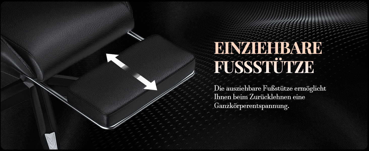 Ігровий крісло Bigzzia з масажем та підніжкою, ергономічний, регульована спинка 90-135°, чорний