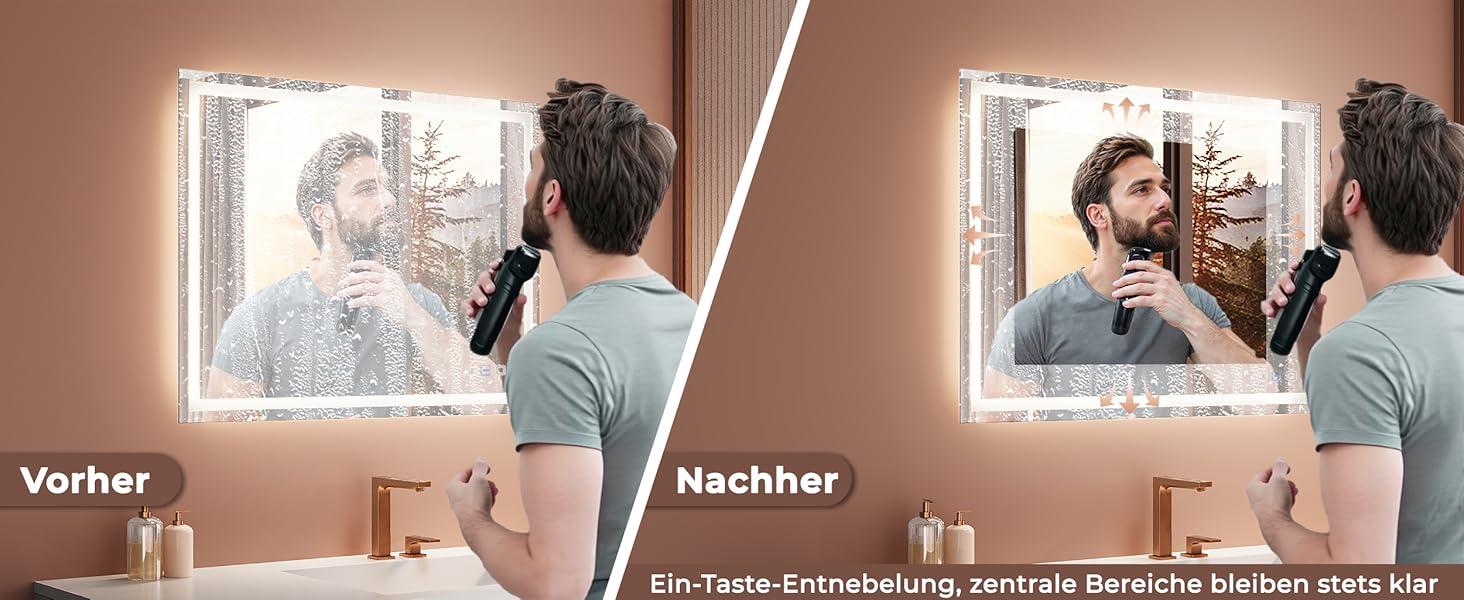 Дзеркало для ванної кімнати LOMIKEN з підсвічуванням, 60x50x3,5 см, LED, 6400K, 3 колірні температури, антивідблиск, вертикальна/горизонтальна установка