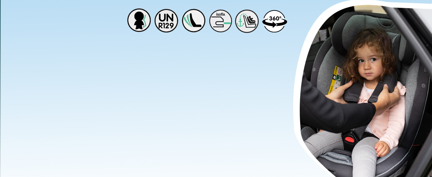 Автокрісло Nania Dune 0-36 кг, I-SIZE, 360° обертання, Isofix, регульована спинка та підголовник, сіре