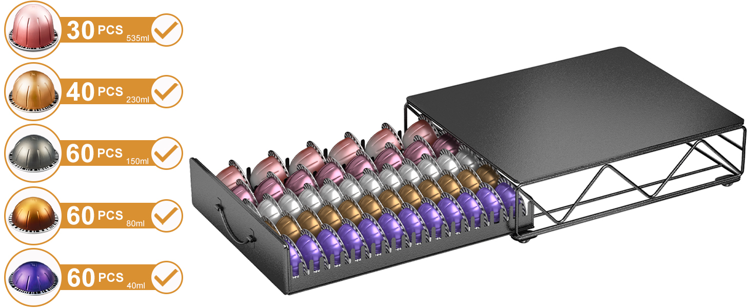 Тримач для капсул Vertuo та Nespresso: органайзер на 90 капсул, металевий, для Vertuo 40