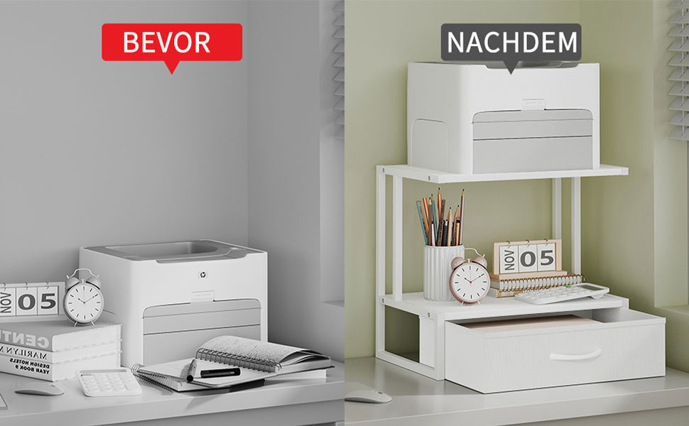 Підставка для принтера на стіл з ящиком для документів, органайзер для офісу, підставка для принтера, факсу, сканера (білий)