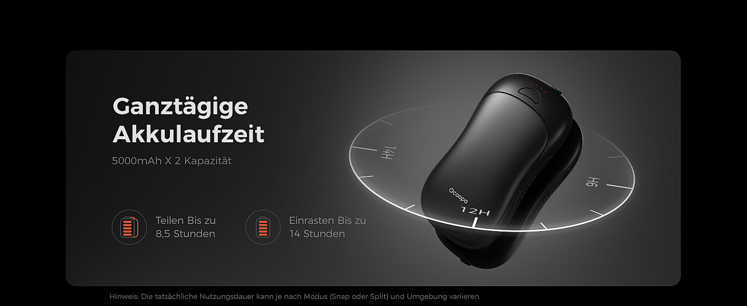 Електричні грілки для рук OCOOPA UT3 PRO 2 шт., 10000mAh, USB Powerbank, багаторазові, 4 режими нагріву, до 58°C, для чоловіків, ідеально для гольфу, полювання та кемпінгу, чорний