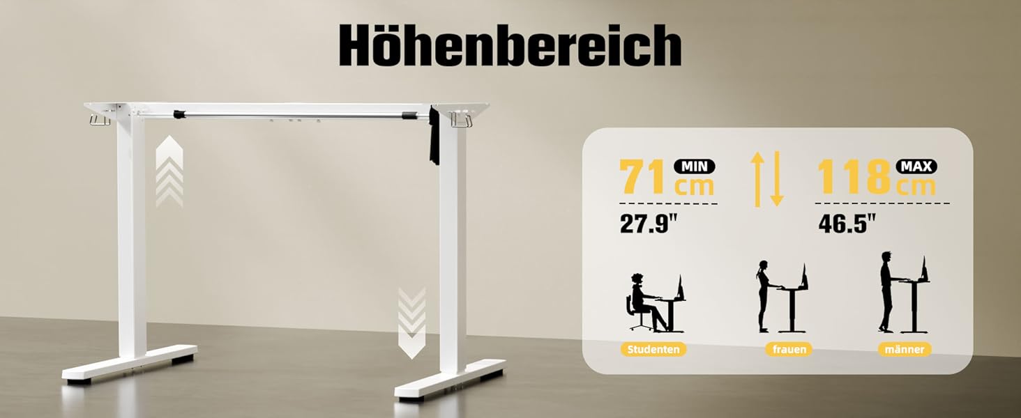 Електричний регульований стіл Ergomaker з пам'яттю та плавним запуском/зупинкою, телескопічний, одномоторний, білий