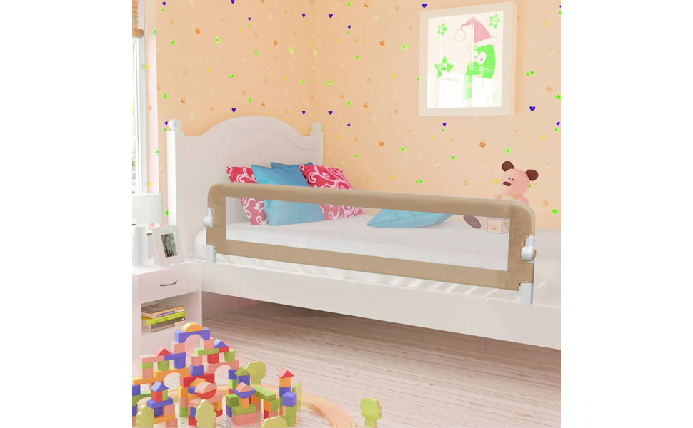 Бортик для ліжка VidaXL 150x42 см, бежевий (Taupe) - захист для дитячого ліжечка та ліжка для малюків з поліестеру
