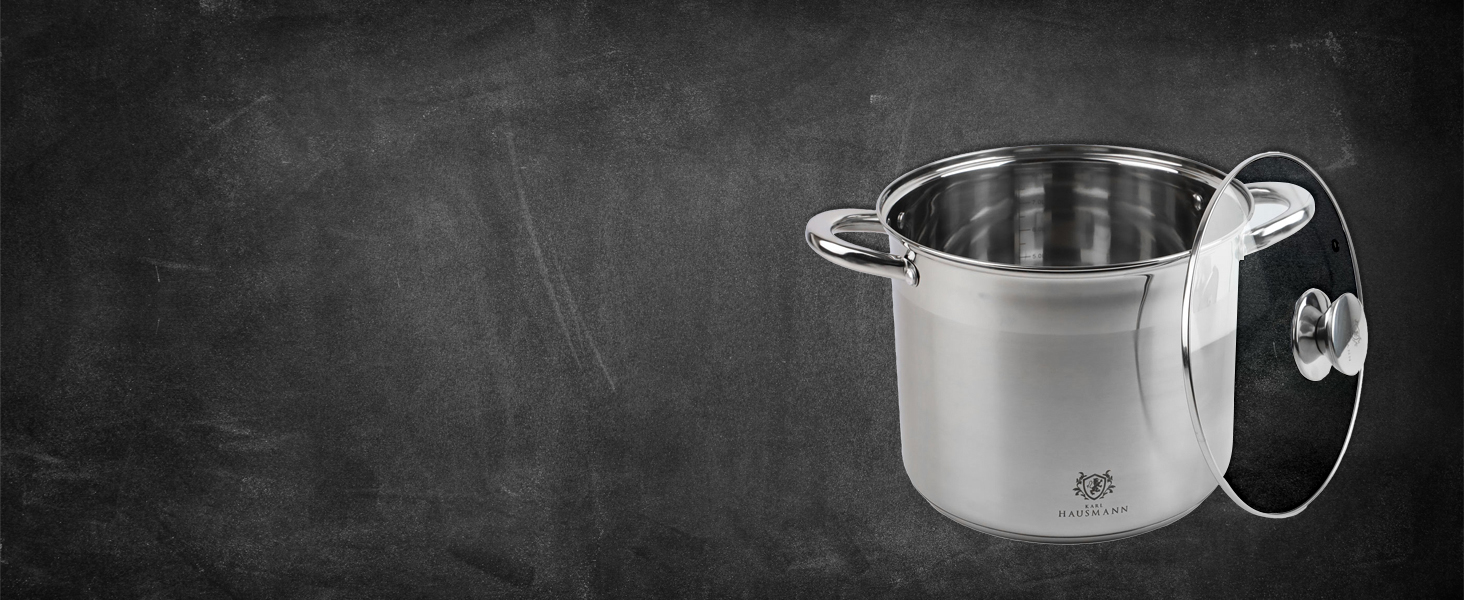 Німецький каструль з нержавіючої сталі 16л, Ø 30 см - великий каструль для супу, пасти, індукція, всі плити