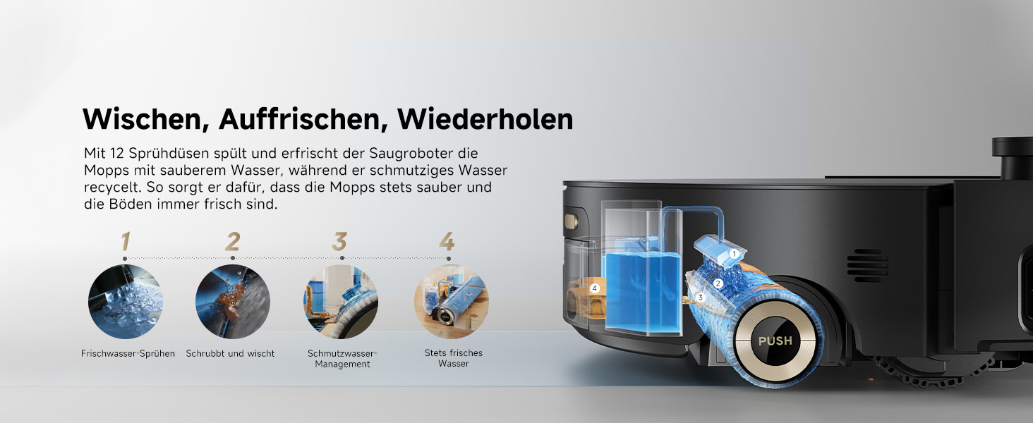 Робот-пилосос Dreame Aqua10 Roller: потужність 30000Pa, самоочищення, автоматичне випорожнення, керування голосом, чорний