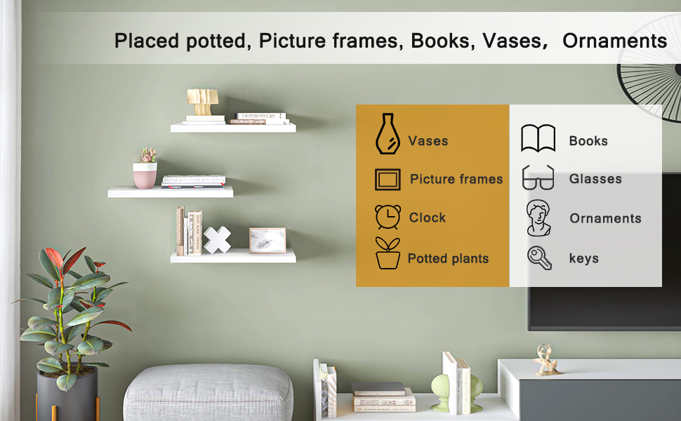 Набір білих настінних полиць-невимок (3 шт.) для ванної, спальні, вітальні та кухні — приховані полиці для декору та зберігання