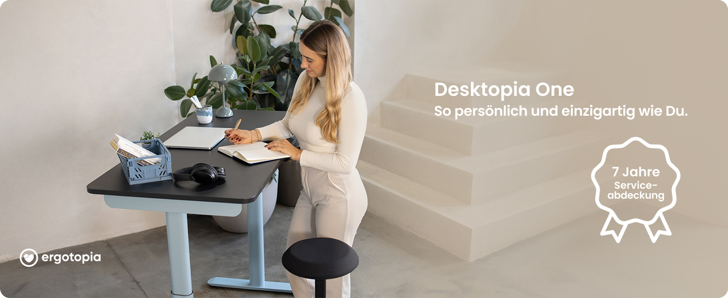 Ерготопія Десктопія Вone – Регульований стіл, електричний, з подвійним мотором, TÜV-сертифікований, 7 років гарантії, пастельно-блакитний