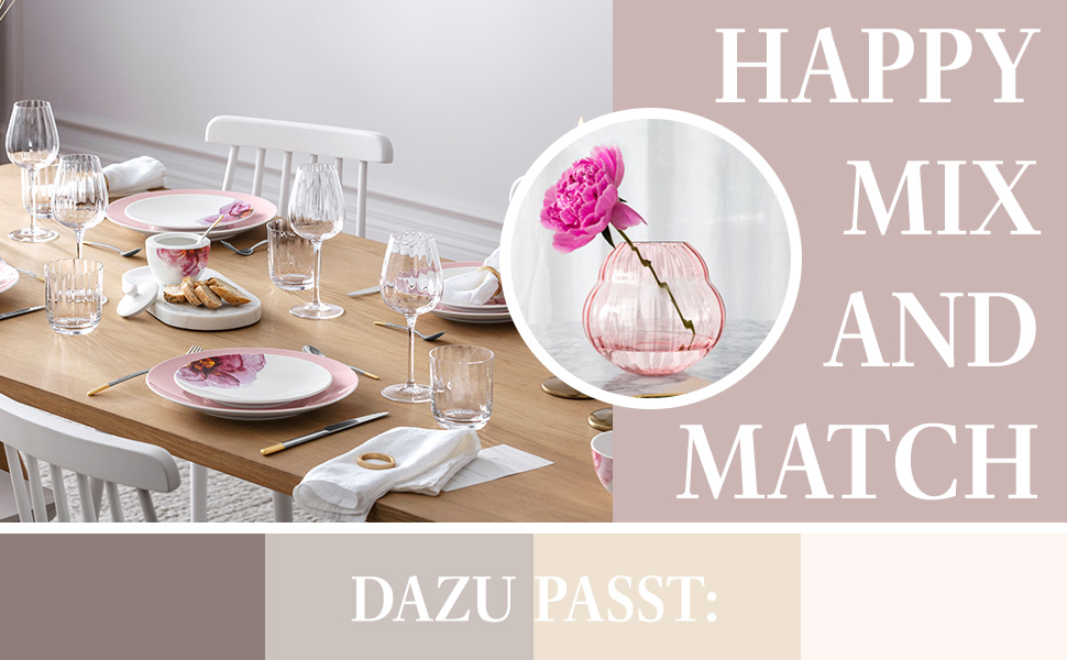 Ваза Villeroy & Boch Rose Garden 20 см рожева, скляна ваза для квітів, декор для дому та столу, кришталь