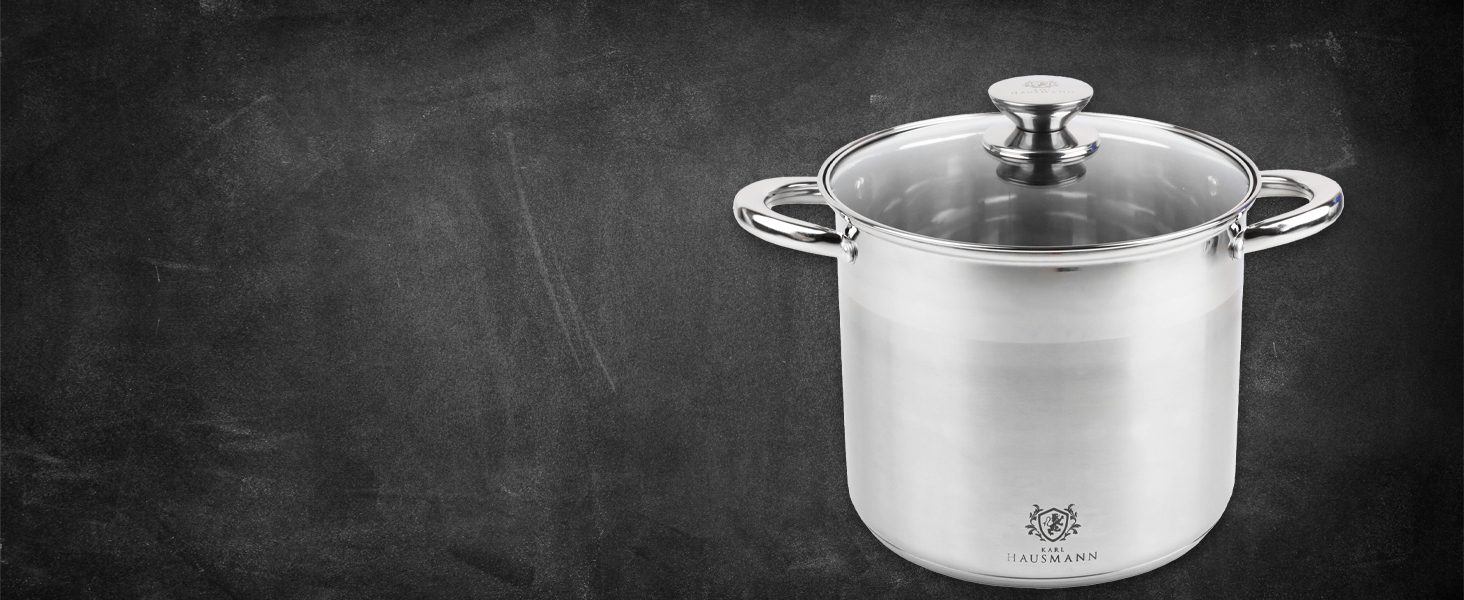 Німецький каструль з нержавіючої сталі 16л, Ø 30 см - великий каструль для супу, пасти, індукція, всі плити