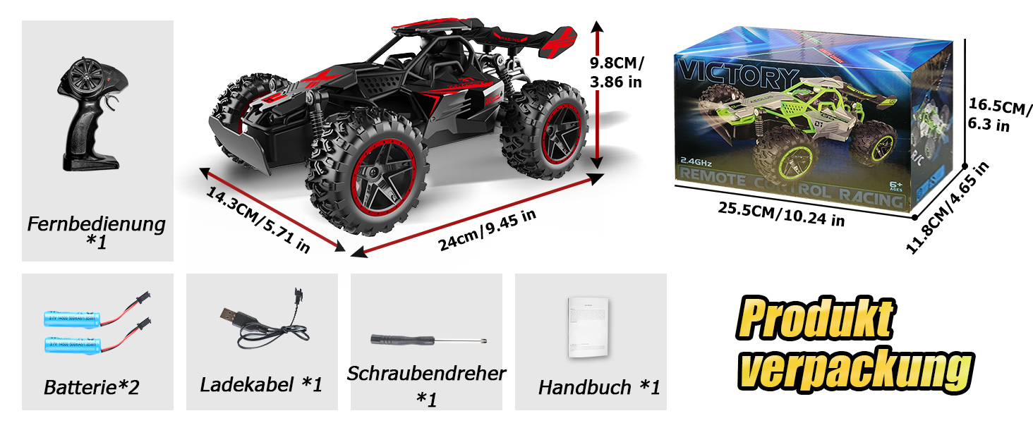 Радіокерований позашляховик 2.4GHz, LED підсвічування, швидкість 15+ км/год, іграшка для хлопчиків, чорно-червоний