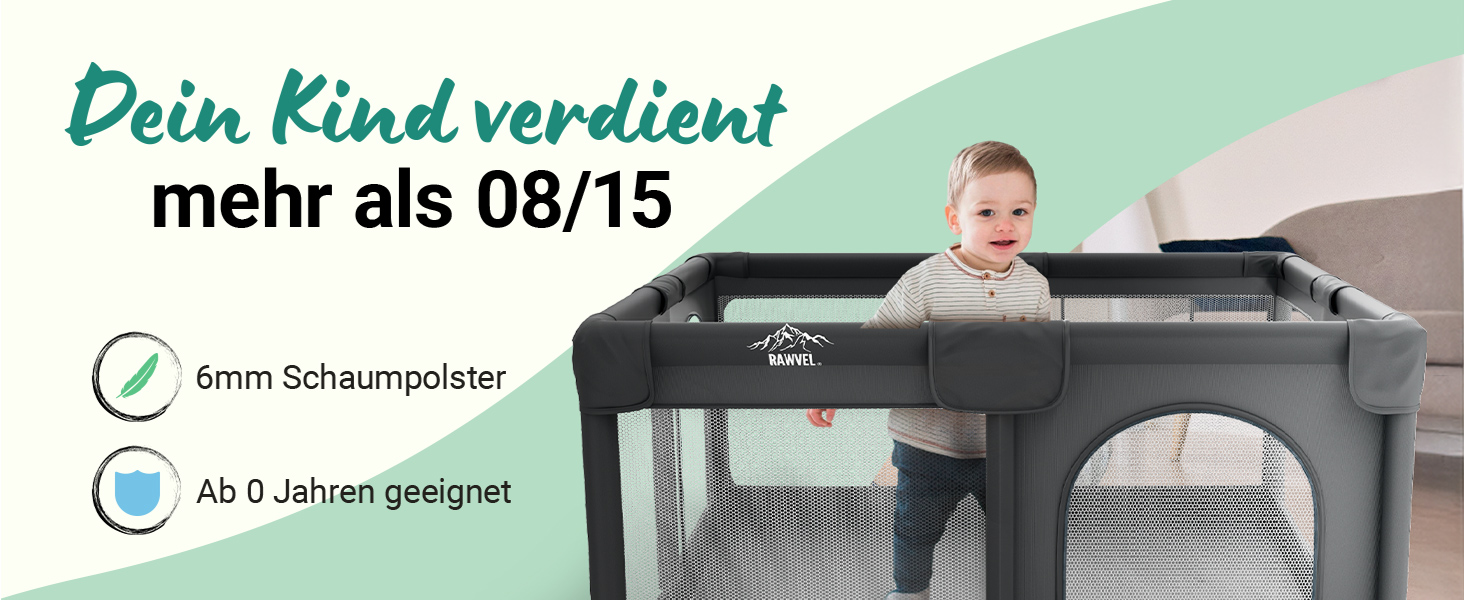 Дитячий манеж Laufstall – [НОВИНКА 2025] – Дитячий манеж, ігровий майданчик, огорожа для дитини, манеж для дітей, Play Pen – [Перевірено в лабораторії] – Дихаючий матеріал, повністю оббитий - 130x130 см