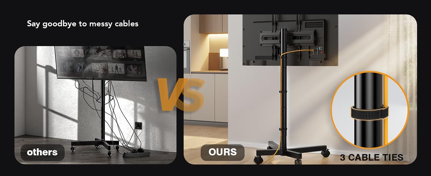 Мобільна підставка для телевізора Hemudu 23-60 дюймів LCD/LED, до 35 кг, VESA 400x400, регульована висота