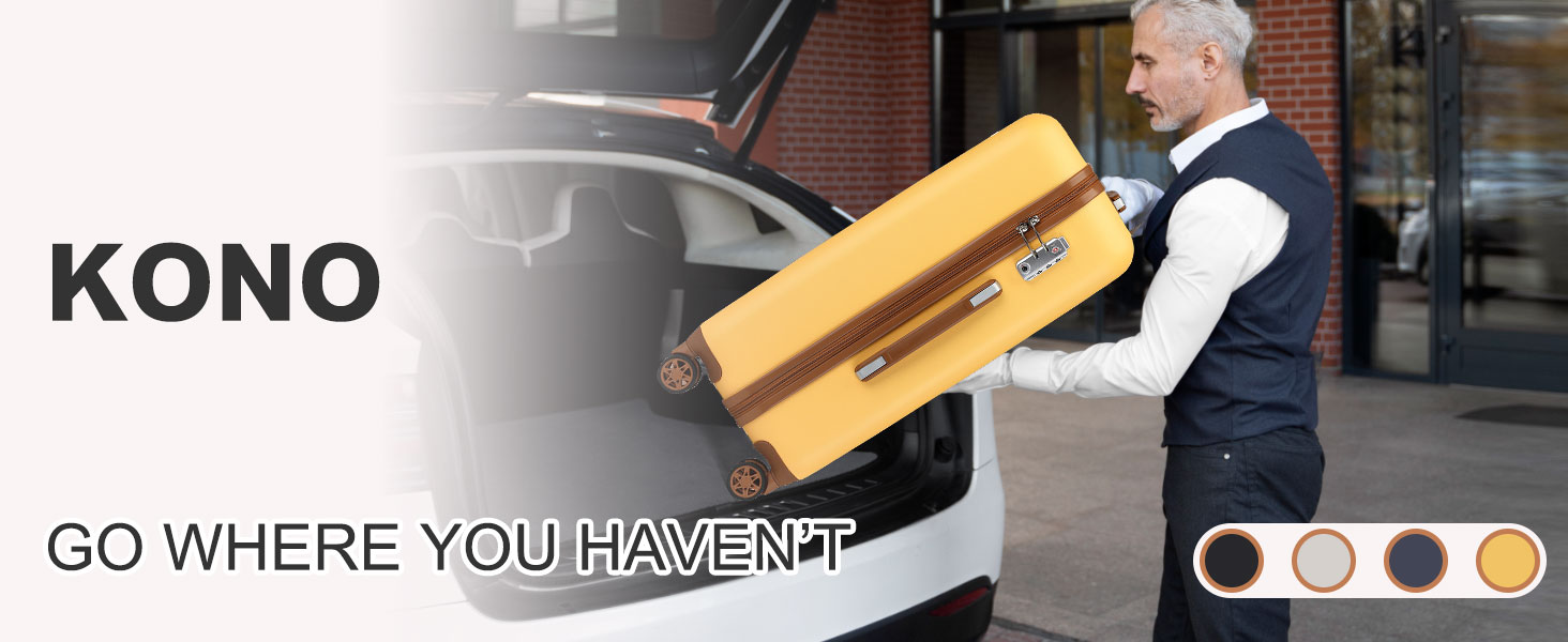 Валіза на колесах KONO з ABS-пластику, 75 x 48 x 29 см, з TSA-замком, білий колір, з косметичкою, ручна поклажа