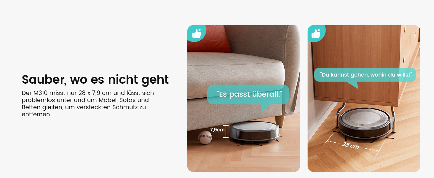 Робот-пилосос LEFANT M310G: 2200Pa, керування через додаток, тиха робота, сумісний з Alexa, для тварин та твердих поверхонь