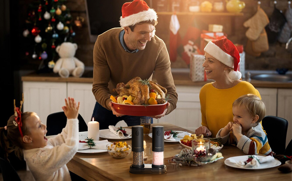 Електричні мельниці для солі та перцю 2 шт. з USB-C зарядкою, 100 мл, 6 ступенів помелу, для зручного використання однією рукою, з LED-підсвічуванням, керамічний жорно, для спецій