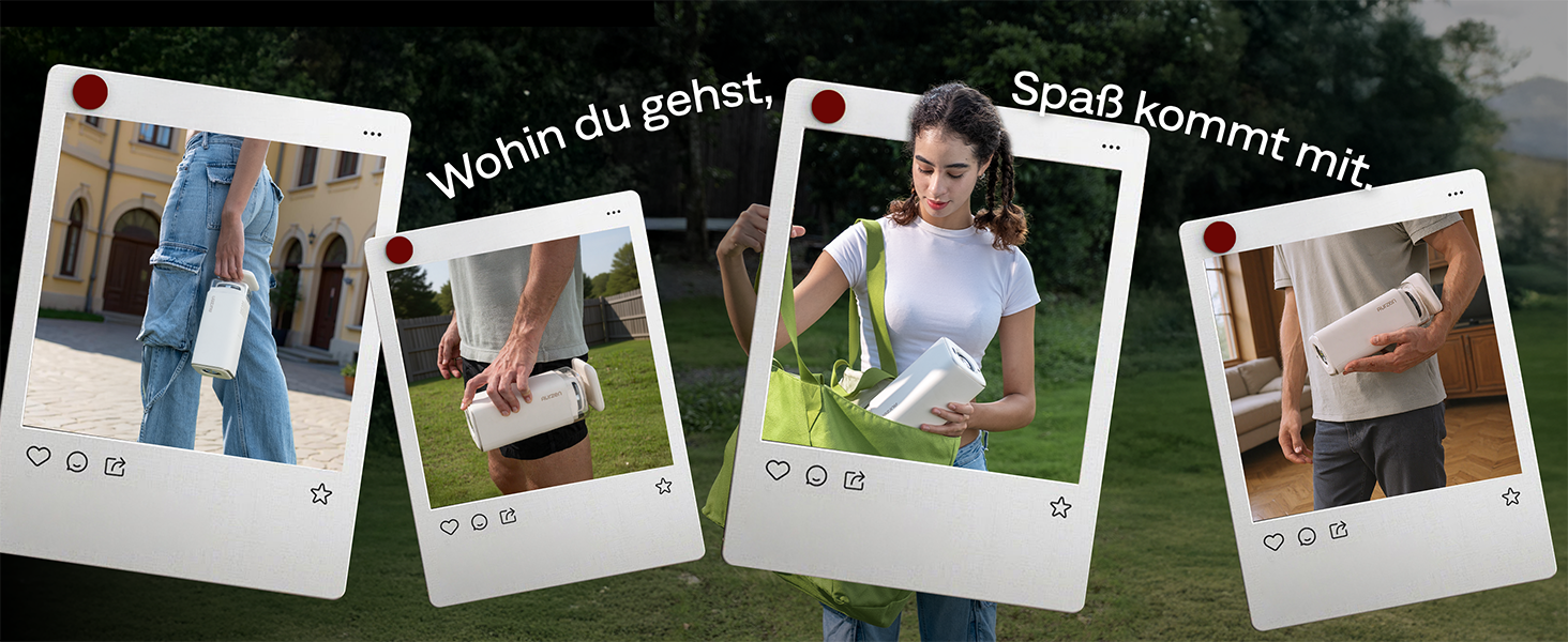 Портативний проєктор Aurzen Boom Air Mini з Google TV та Netflix, 4K, USB-C, Smart, Dolby Audio, WiFi, Bluetooth, автофокус TOF, поворотний штатив, кремово-білий