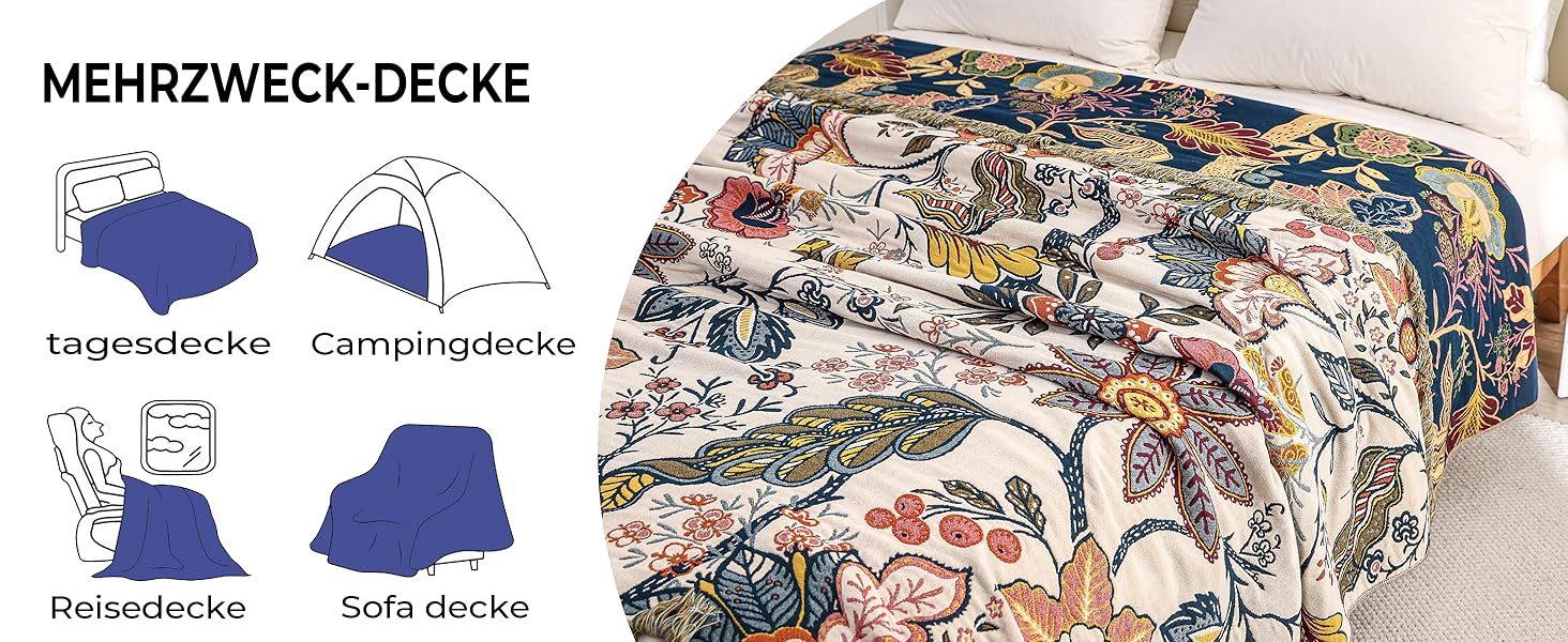 Плед Boho з 100% бавовни, стиль кантрі, 150x200 см, колір гранат