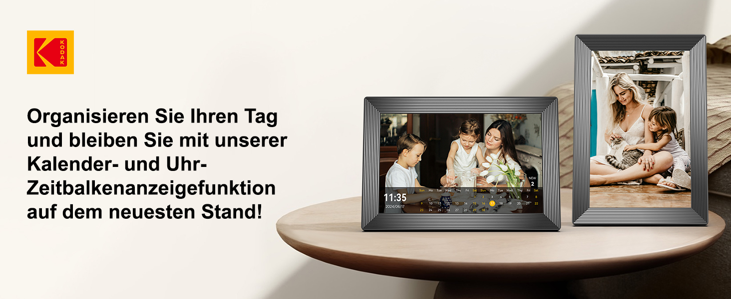 Цифровий фоторамка Kodak WiFi, 10.1 дюйма, HD IPS сенсорний екран, 32GB, автоматичне обертання, WiFi, для стін, чорний