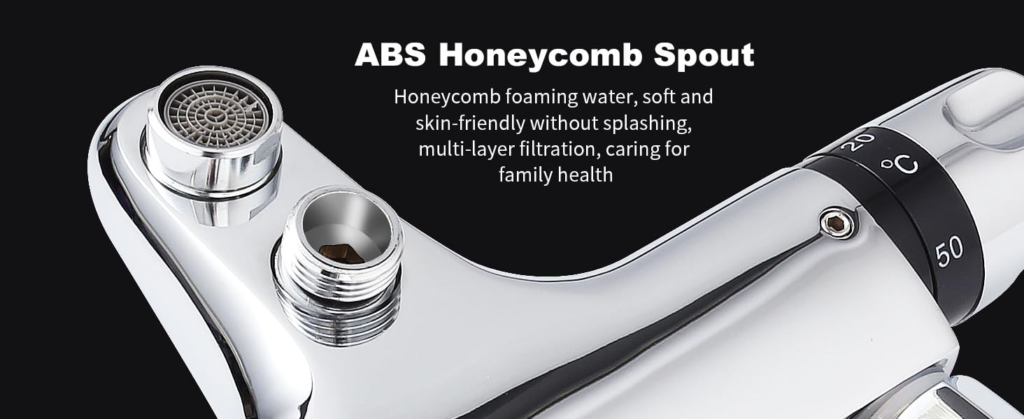 Змішувач для ванни з термостатом Uten, 2 виходи, латунь, захист 38°C