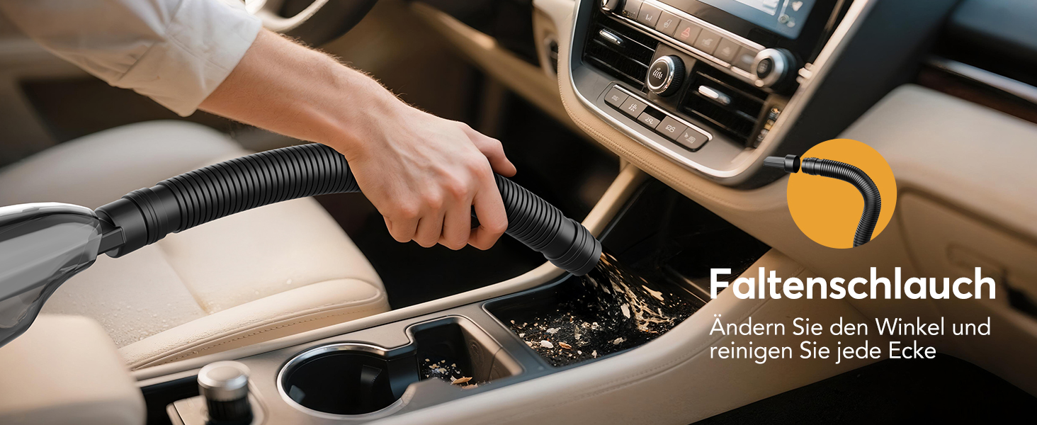 Акумуляторний ручний пилосос для авто та дому, потужність 25000Па, бездротовий з HEPA-фільтром та набором насадок, для шерсті тварин та килимів (Чорний)