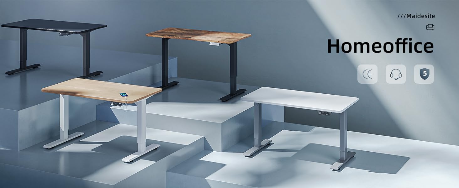 Регульований за висотою електричний стіл MAIDeSITe з 2 моторами, 4 пам'яттю та захистом від зіткнення (чорний), 72-120 см