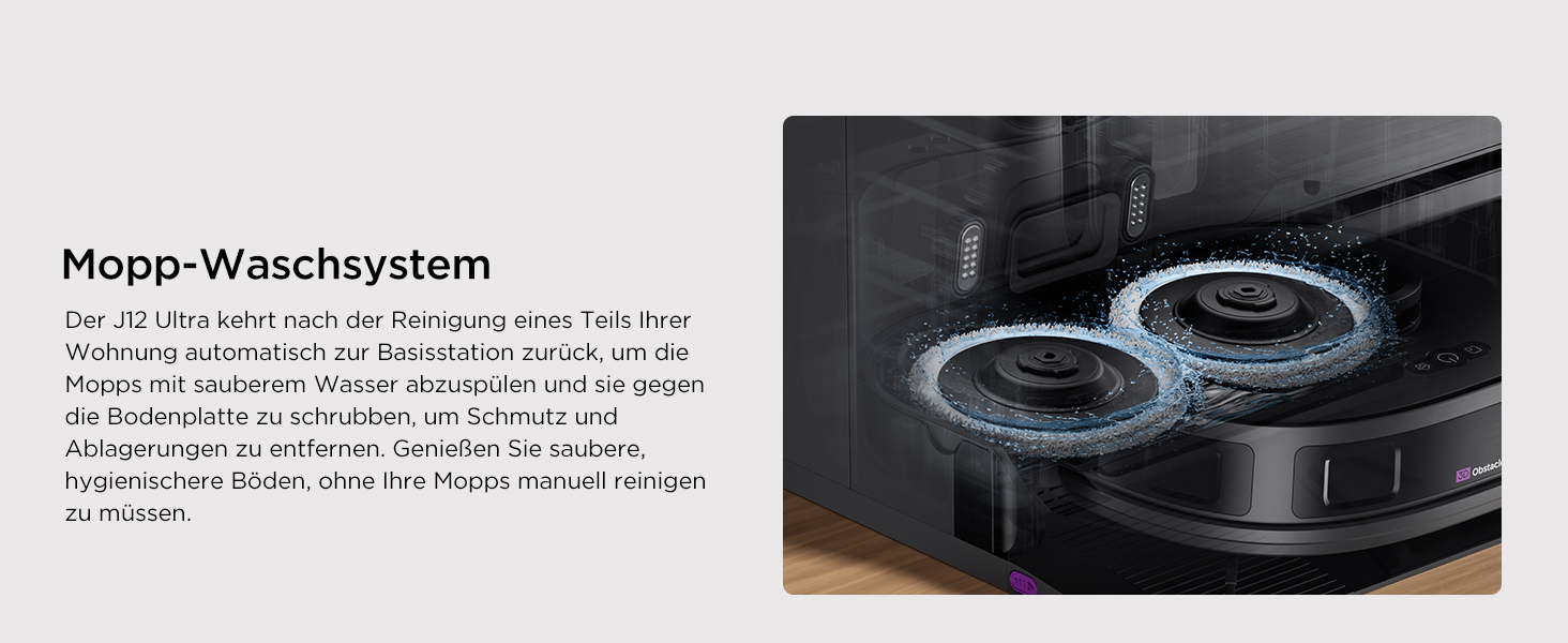 Робот-пилосос EUREKA J12 Ultra з функцією миття підлоги (самостійне очищення, миття та сушка), потужність всмоктування 5000Pa, обертова функція миття, Dual-LiDAR навігація, 3D уникнення перешкод, білий (чорний)