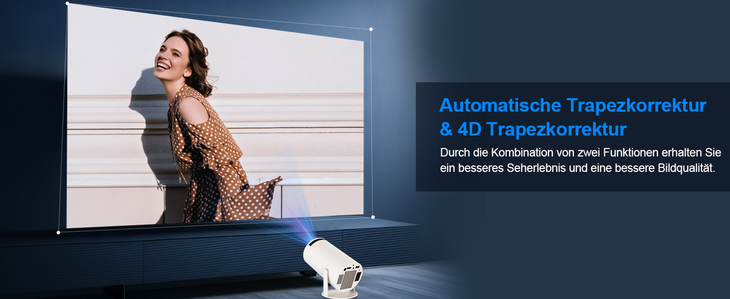 Портативний проєктор Mini Beamer 4K з Android 11: Smart, електричний фокус, 5G WiFi 6, BT 5.0, Full HD 1080P, 260ANSI, авто-корекція трапецеїдальних спотворень, 5W динамік