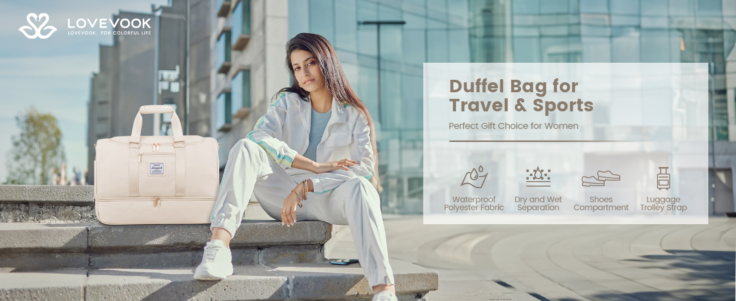 Спортивна сумка LOVEVOOK: дорожня, для вихідних, з відділенням для взуття та мокрих речей, водонепроникна, для пляжу, сауни, ручної поклажі, зелена (M, світло-блакитний)
