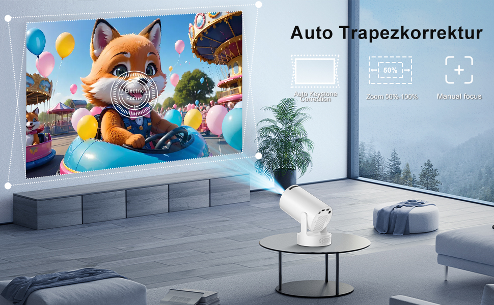 Міні проєктор Salange 4K з Wi-Fi 6, Bluetooth 5.2 та Android OS 11.0. Підтримка 180° повороту, для телефону/Xbox/ноутбука/TV Stick/USB. Білий (HY300ula + 5W динамік)