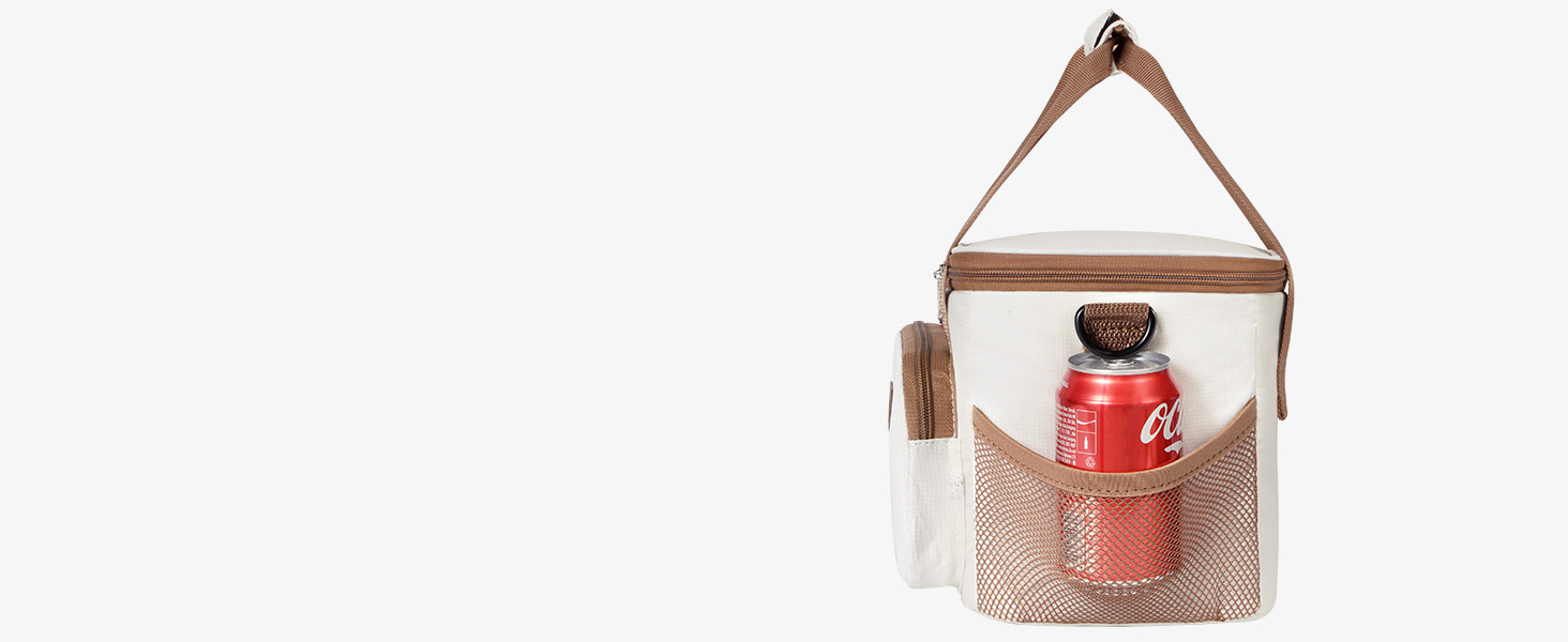 Термосумка-холодильник Lifewit 9л бежева: сумка-холодильник для обіду, пляжу, подорожей, роботи. Складана, водонепроникна