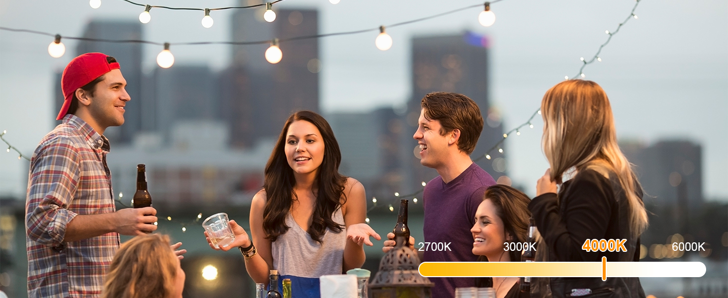 Льотна гірлянда Kawaya 10 метрів, LED, для вулиці, з 15+1 лампочками, IP65, вологостійка, тепле світло, для балкона, тераси, саду, вечірки, вологостійка