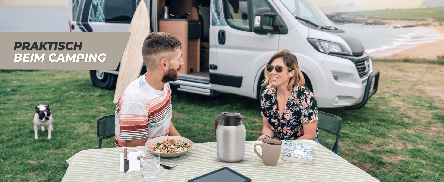 Термос LEBENLANG 1,5L з керамічним покриттям - з ситом для чаю | 24 години зберігає тепло | Термокана для кави та чаю | Сріблястий