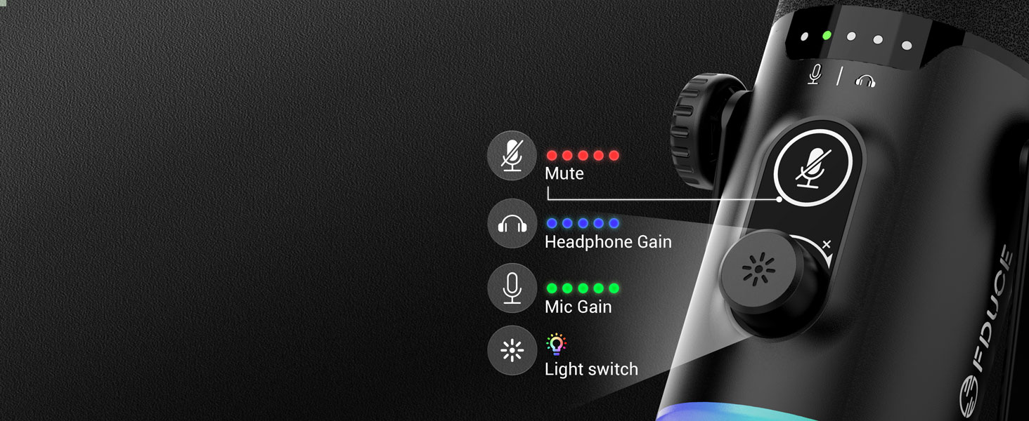 Мікрофон ігровий FDUCE з USB/XLR підключенням, RGB-підсвічуванням та регулюванням Gain для стрімінгу, запису подкастів та ігор (D30+)