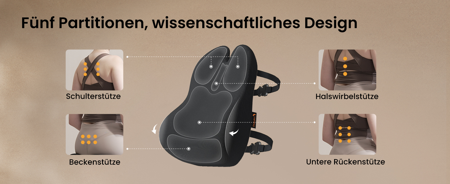 Підпорка для спини ProtoArc з піною Memory Foam, для офісного крісла, авто та столу, чорна