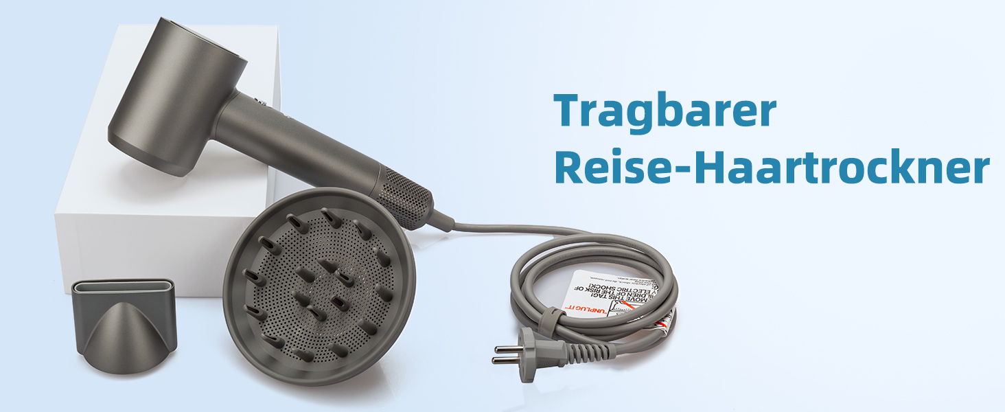 Професійний високошвидкісний фен для волосся з дифузором, 130 000 об/хв, з іонізацією (500 млн негативних іонів), 4 температурні режими та 2 швидкості