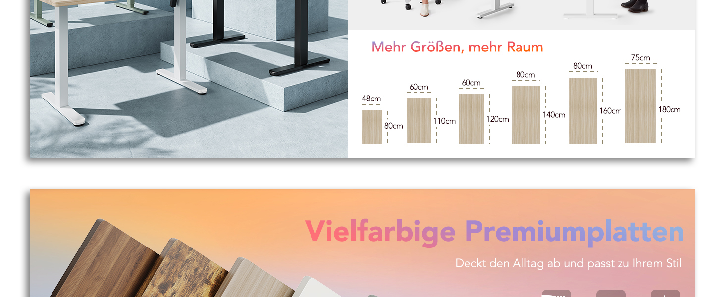 Електричний стіл HUANUO, 80 x 48 см, 4 положення, для дому та офісу