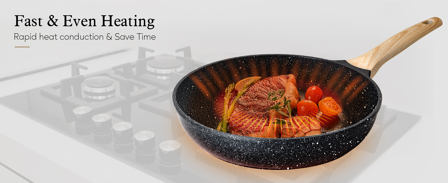 Набір каструль з кришкою для індукційних плит, 13 предметів, чорний гранітний набір посуду, антипригарне покриття без PTFE та PFOA