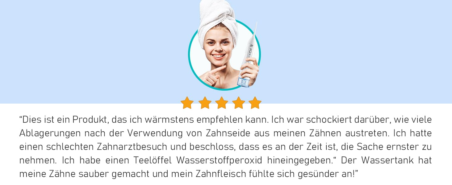 Бездротовий портативний душ COSLUS: 300 мл, IPX7, 5 насадок, для інтенсивного очищення та догляду за порожниною рота, ідеальний для подорожей