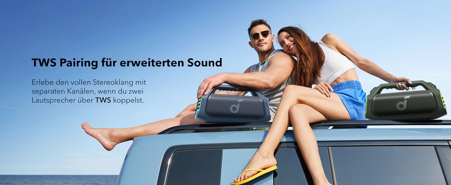 Soundcore Boom 2 Plus - портативна Bluetooth колонка, 140W, IPX7, RGB, Power Bank, BT 5.3 (синій)