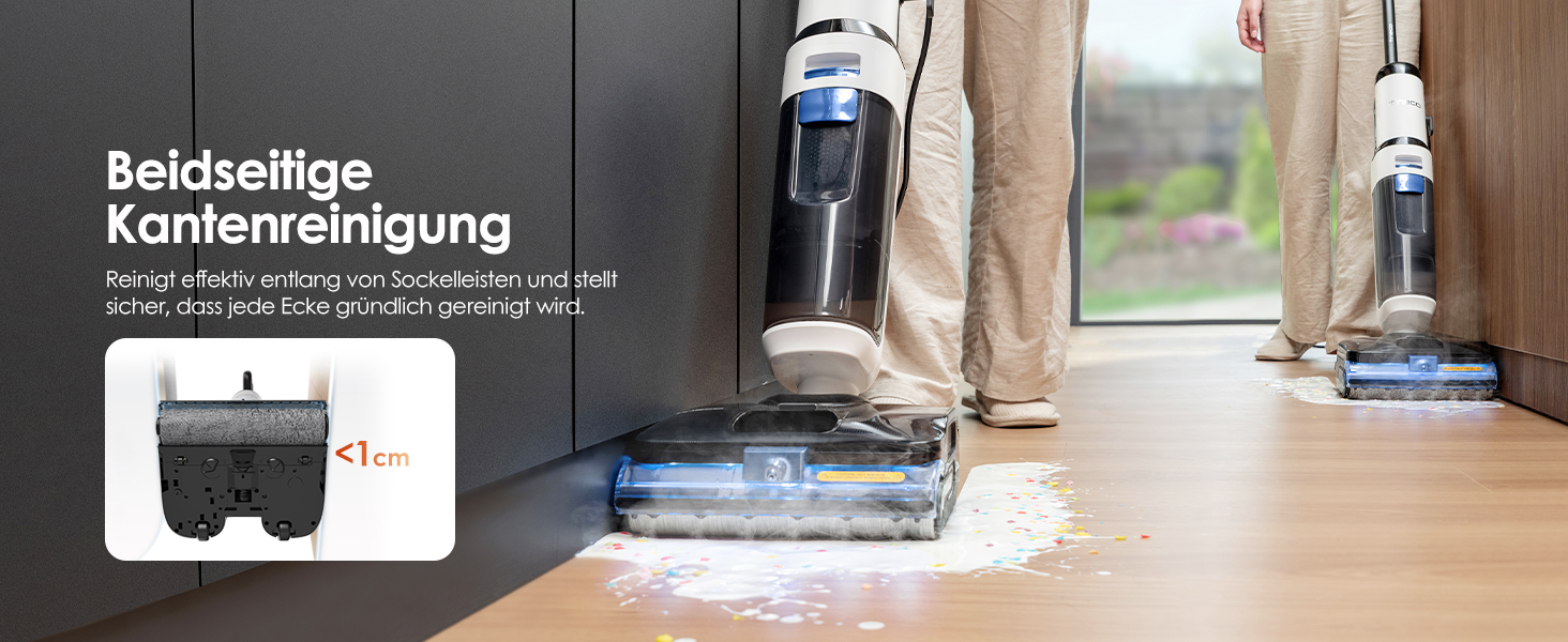 Tineco Floor One S6 Stretch Steam: Волого-сухий пилосос для твердих підлог з функцією пари, 22000 Па, Anti-Tangle, Flashdry 85°C, 50 хв роботи, для шерсті тварин