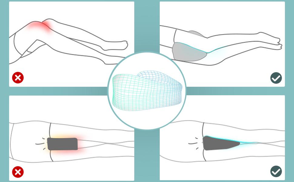 Ергономічна подушка між ніг для сну на боці CREATESTAR з ефектом пам'яті (Memory Foam), сіра, знімний чохол