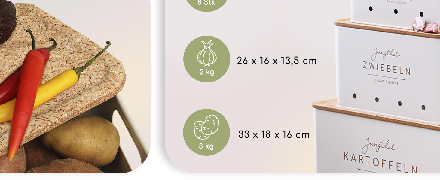 Набір з 3 коробок для зберігання картоплі, цибулі та часнику | Білий | Організатор для овочів