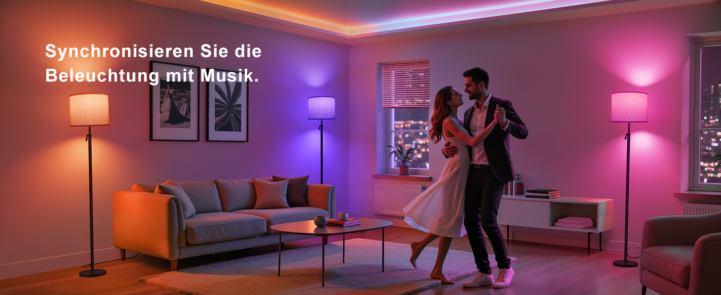 Світлодіодна торшер DUSKTEC RGB для вітальні, смарт-лампа з димером, керування через APP, тепле та холодне біле світло, 10W, 1200LM, регульована висота